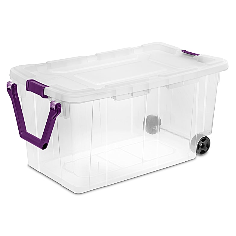 Project Source Commander Large 20-Gallons (80-Quart) Black Heavy Duty  Rolling Tote with Latching Lid in the Plastic Storage Containers department  at