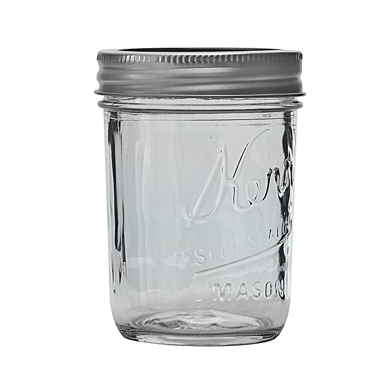 Choice 32 oz. Quart Wide Mouth Glass Canning / Mason Jar with Silver Metal  Lid and Band - 12/Pack