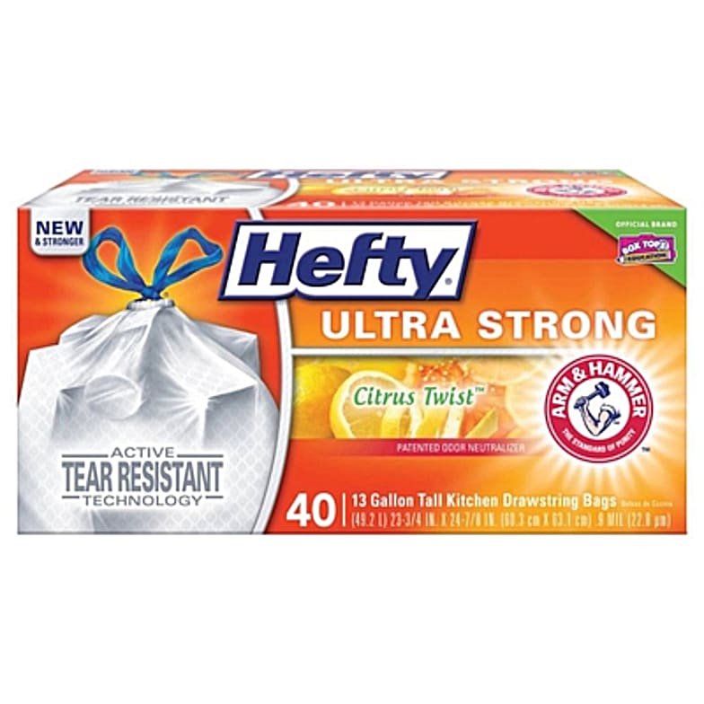 Hefty Ultra Strong Tall Kitchen Bags, Drawstring, Fabuloso Scent, 13 Gallon, Mega Pack - 100 bags