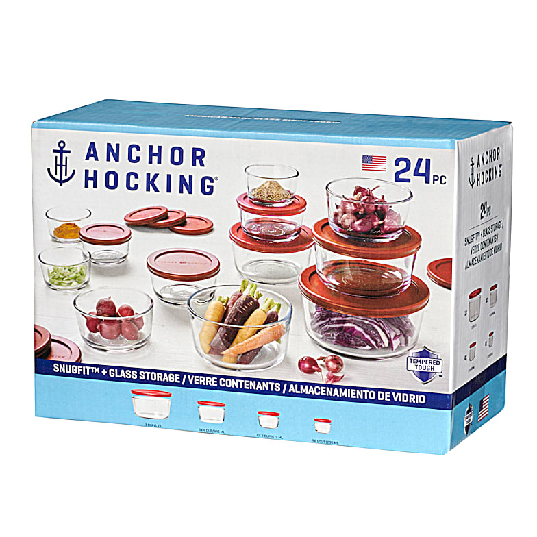 Anchor Hocking 8-Piece Snug Fit 1-Cup Round Food Storage Set