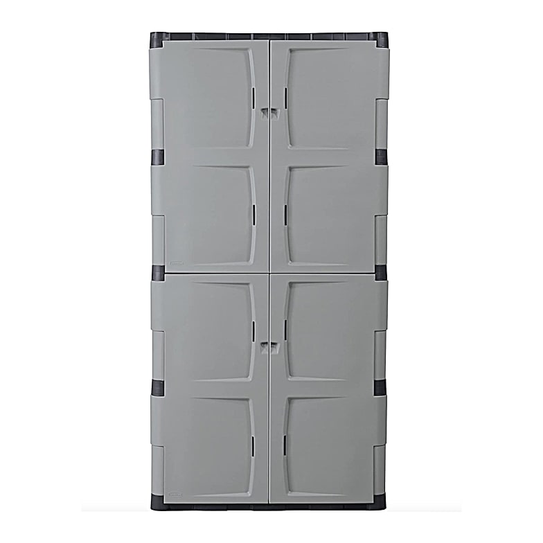 Rubbermaid Double-Door Storage Base Cabinet - Gray/Black
