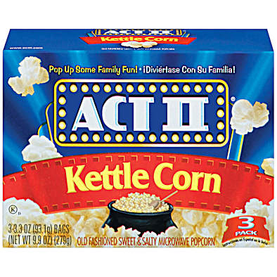 MICRODIET CORN ２箱(7×2) PACKS 3.3 oz Kettle Corn Microwave Popcorn 3 Pk by Act II at Fleet Farm