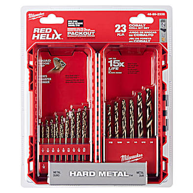 RED HELIX Cobalt Drill Bit Set - 23 Pc by Milwaukee at Fleet Farm