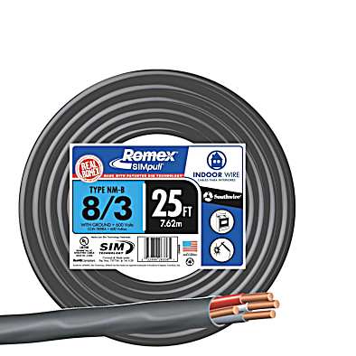 Romex SIMpull 8/3 25' NM-B Indoor Electrical Building Wire by
