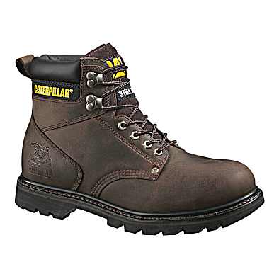 Men s Dark Brown Second Shift Safety Toe Leather Work Boot by CAT at Fleet Farm
