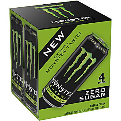 sugar 16 Oz Original Zero-Sugar Energy Drink - 4 Pk by Monster Energy at