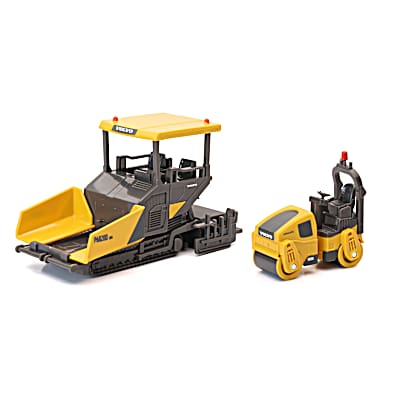 1:43 Volvo P6820D Asphalt Pavers w/ Die Cast 1:38 Volvo DD25B Road