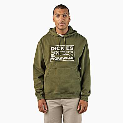 Men's Military Green Full Charge Pullover Hoodie by Dickies at