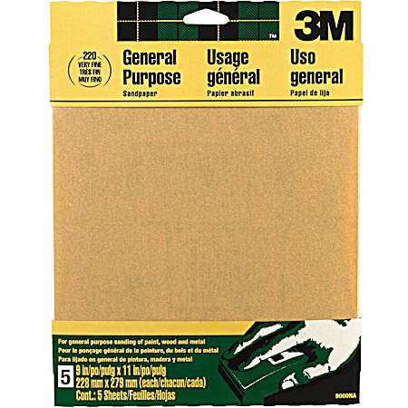 Aluminum Oxide Very Fine Sandpaper - 220 Grit