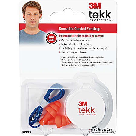 Tri-Flange Reusable Corded Earplugs