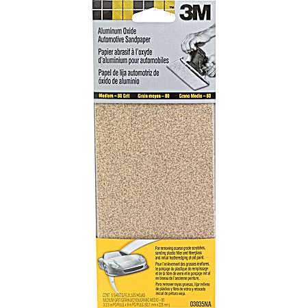 Automotive 1/2 Sheet Sandpaper - Medium