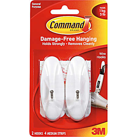 2 Pk. White Medium Wire Hooks