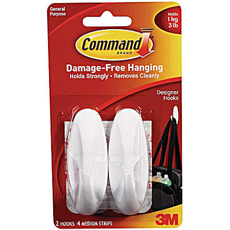 2 Pk. White Medium Designer Hooks