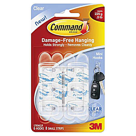 6 Pk. Clear Mini Hooks