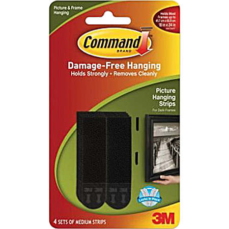 4 Sets Black Picture Hanging Strips - Medium