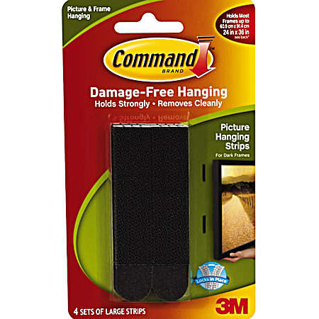 4 Sets Black Picture Hanging Strips - Large