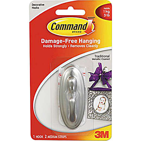 Traditional Faux Brushed Nickel Hook - Medium