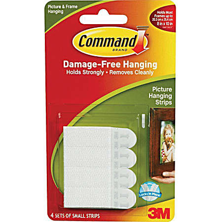 4 Sets White Picture Hanging Strips - Small