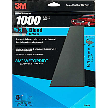 Wetordry 1000 GRIT Sandpaper - 5 Pk