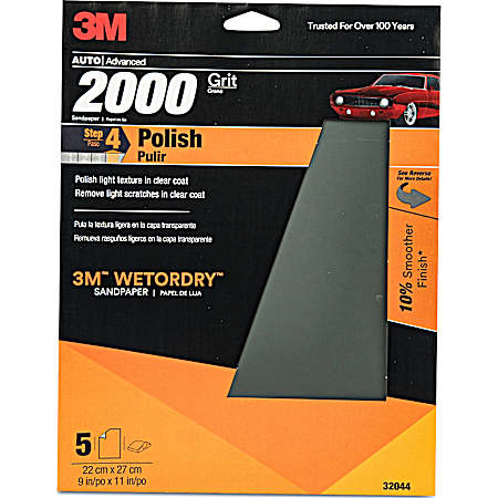 Wetordry 2000 GRIT Sandpaper - 5 Pk