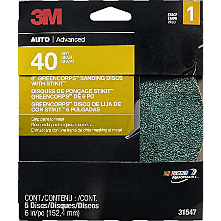6 in Green Corps 40 Grit Sanding Discs w/ Stikit