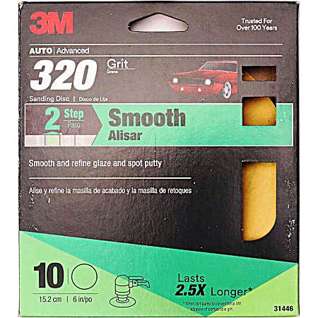 6 in Stikit 320 Grit Sanding Discs - 10 Pk