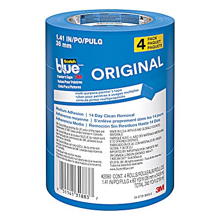 Original 1.44 in x 60 yd Blue Painters Tape - 4 Pk
