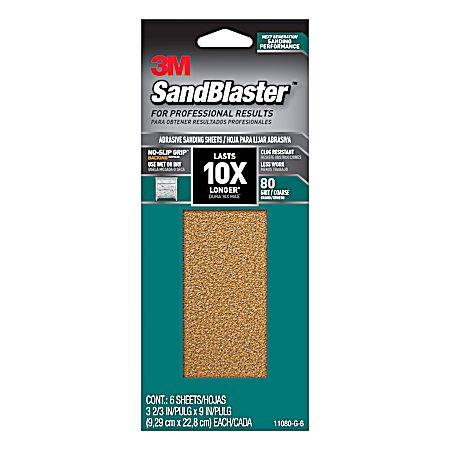 80 Grit Sandblaster Abrasive Sanding Sheets - 6 Pk