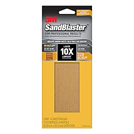 320 Grit Sandblaster Abrasive Sanding Sheets - 6 Pk