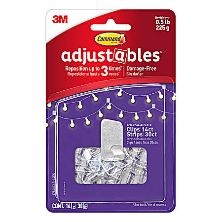 0.5 lb Adjustables Repositionable Clips - 14 Clips & 30 Strips
