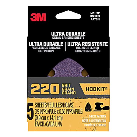 220 Grit Ultra Durable Mouse Sanding Sheets - 5 Pk