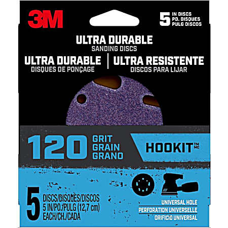 120 Grit Ultra Durable 5 in Power Sanding Discs - 5 Pk