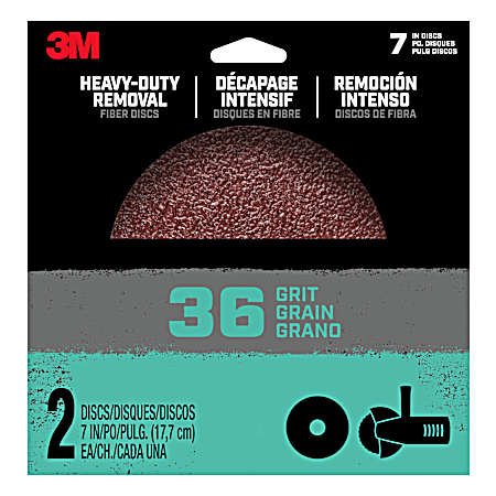 36 Grit Heavy-Duty Removal 7 in Fiber Disc - 2 Pk
