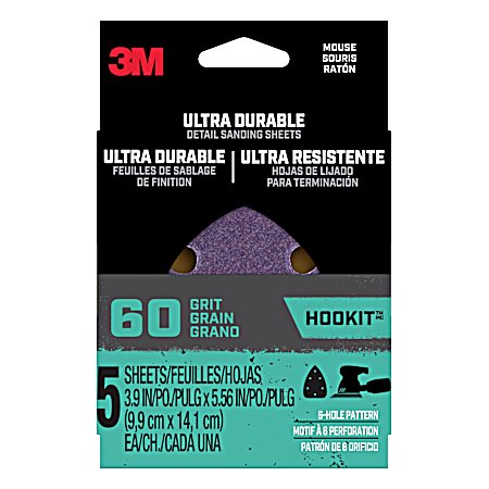60 Grit Ultra Durable Mouse/Detail Sanding Sheets - 5 Pk