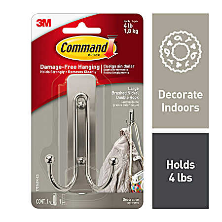 Large Double Wall Hook - 1 Hook & 1 Strip