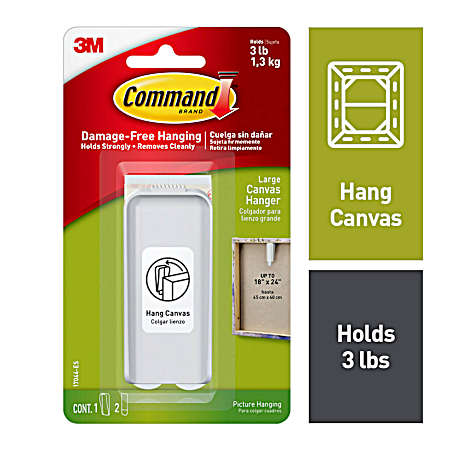 Large White Canvas Picture Hanger - 1 Hanger & 2 Strips