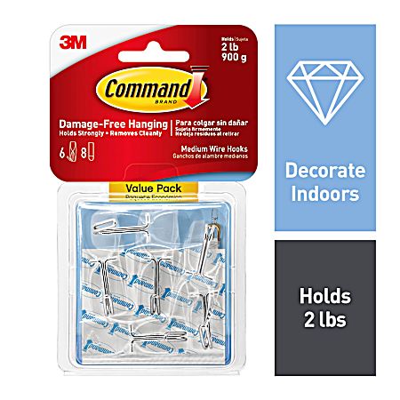 Command Wire Toggle Hooks  Clear  Medium  6 Wall Hooks  Hang Dorm Decorations Damage-Free