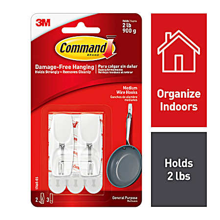 Medium Wire Hooks Value Pack - 7 Hooks & 12 Strips