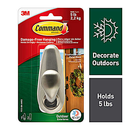 Large Metal Outdoor Forever Classic Hook - 1 Hook & 2 Strips