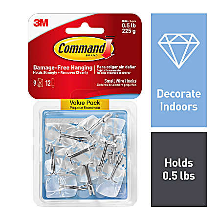 Clear Small Wire Hooks - 9 Pk