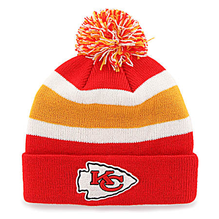 Adult Kansas City Chiefs Mass Breakaway Team Colored Knit Pom Top Cuff Beanie