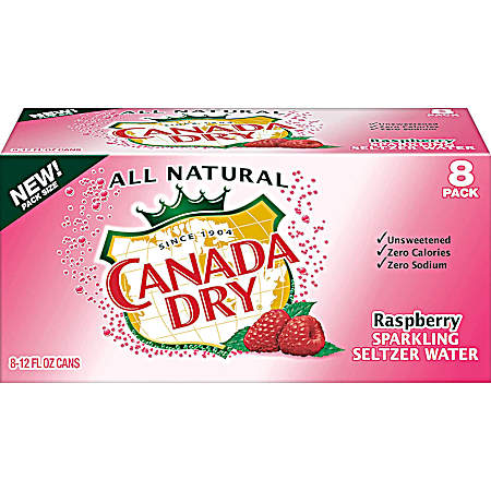 12 oz Raspberry Sparkling Seltzer Water - 8 pk
