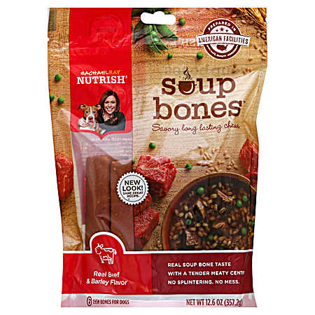 Soup Bones Beef & Barley Flavor Dog Treats - 6 Pk