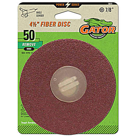 4-1/2 in. Red Fiber Disc 50 Grit - 3 Pk.
