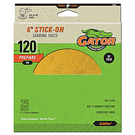6 in. Gold Stick-On Sanding Disc 120 Grit - 25 Pk.