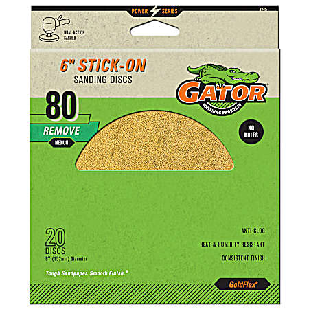 6 in. Gold Stick-On Sanding Disc 80 Grit - 25 Pk.