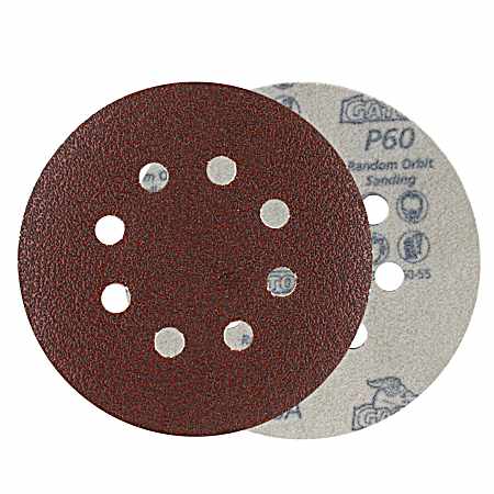 5 in. Red 8-Hole Random Orbit Hook & Loop Sanding Disc 60 Grit - 50 Pk.