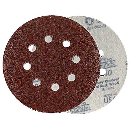 5 in. Red 8-Hole Random Orbit Hook & Loop Sanding Disc 40 Grit - 50 Pk.