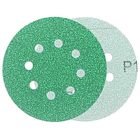 5 in. Green 8-Hole Random Orbit Hook & Loop Abrasive Film Disc 120 Grit - 3 Pk.