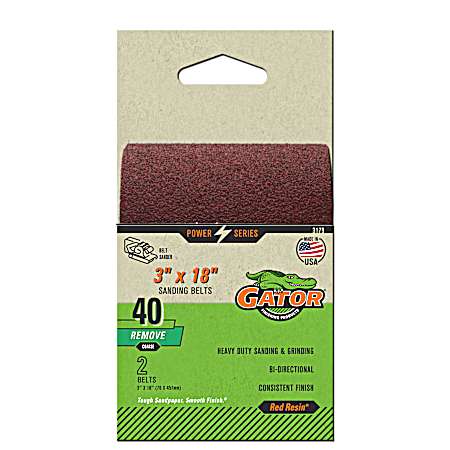 3 in. x 18 in. Red 40 Grit Aluminum Oxide Sanding Belt - 2 Pk.